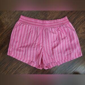 Pink Striped Linen Shorts Sz XXL High Waisted Barbiecore Coastal Breezy 70s Vibe